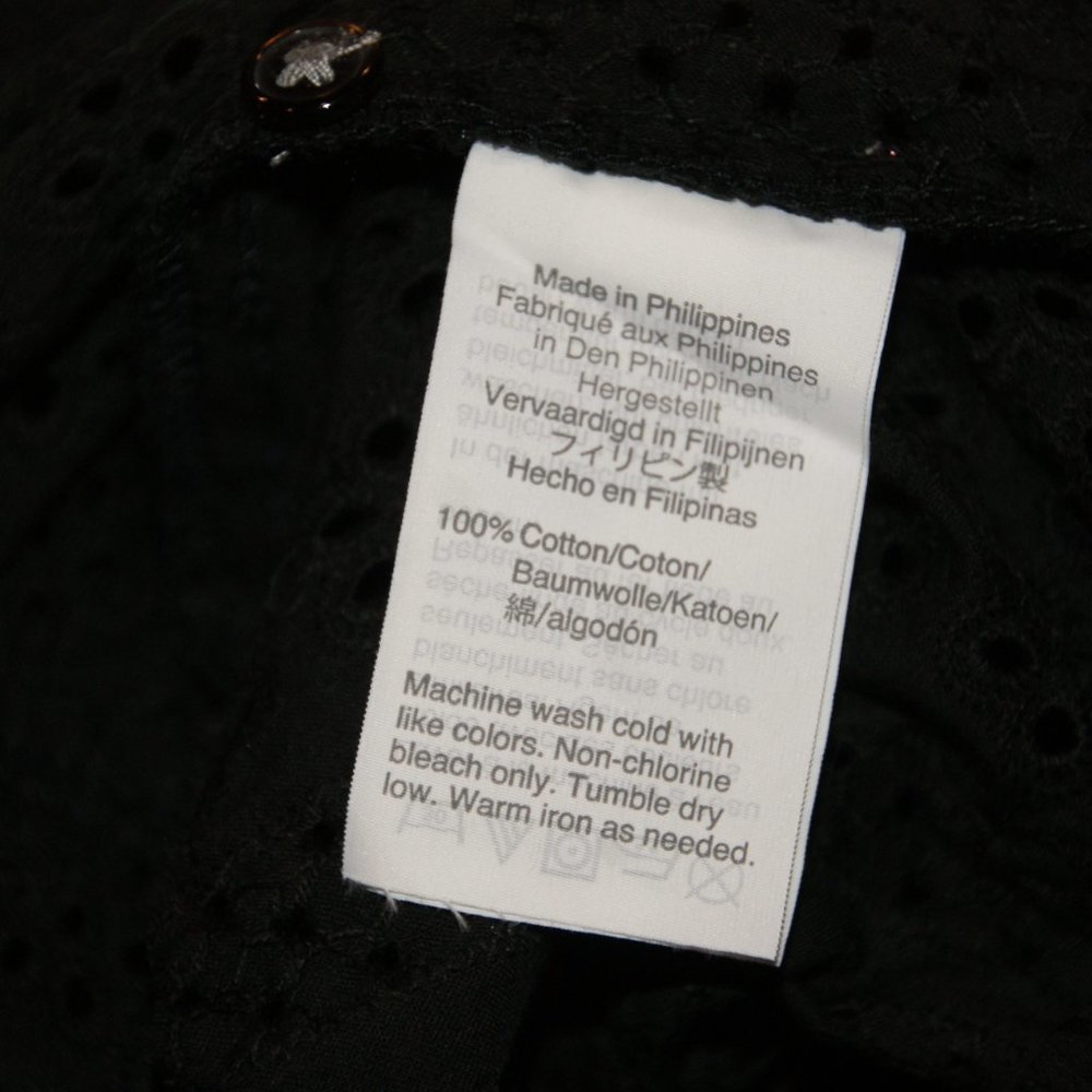 MADEWELL Black Eyelet Tiered Button-Back Top sz XS - Picture 10 of 15